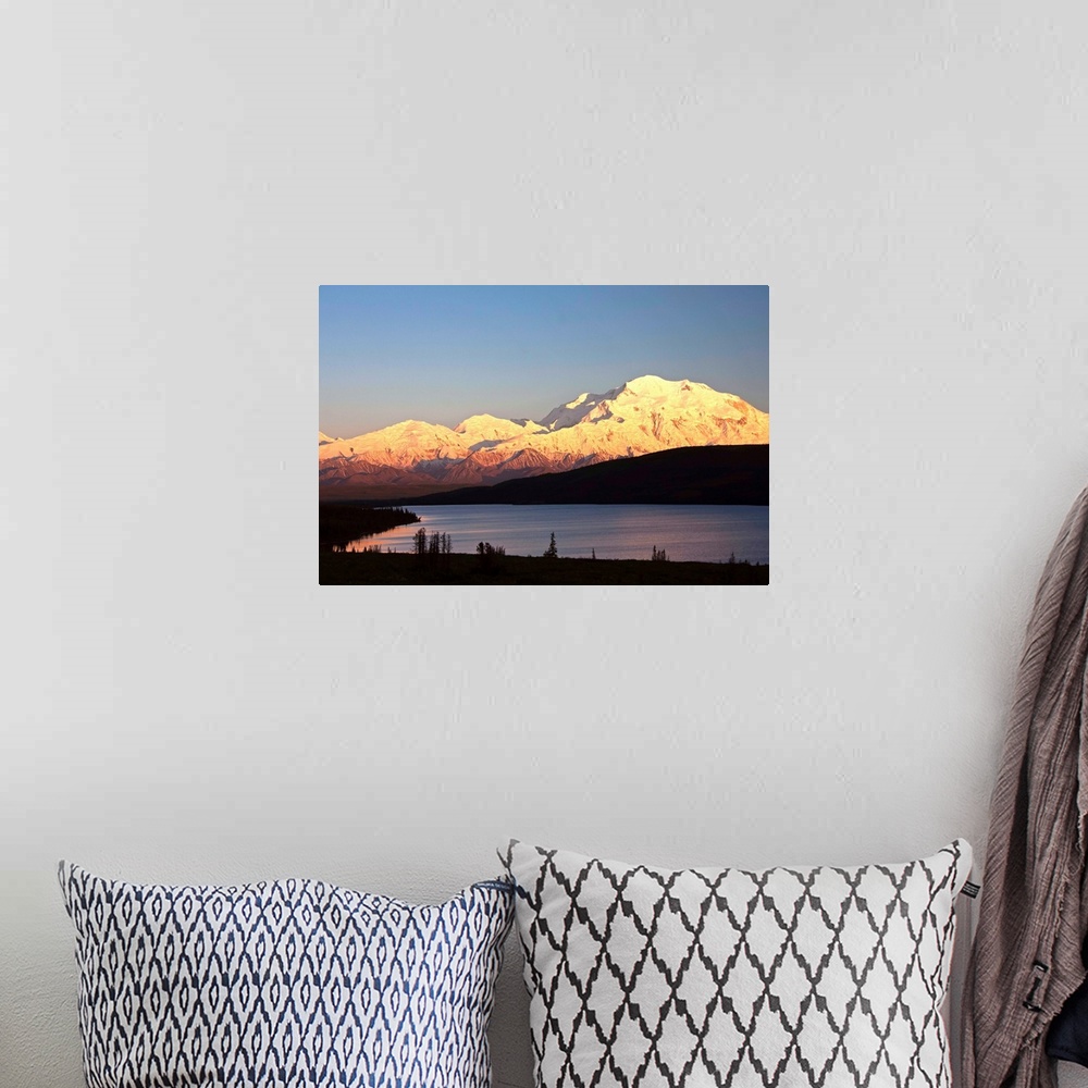 A bohemian room featuring Sunset scenic over Wonder Lake and Mt. McKinley, Denali National Park, Interior, Alaska