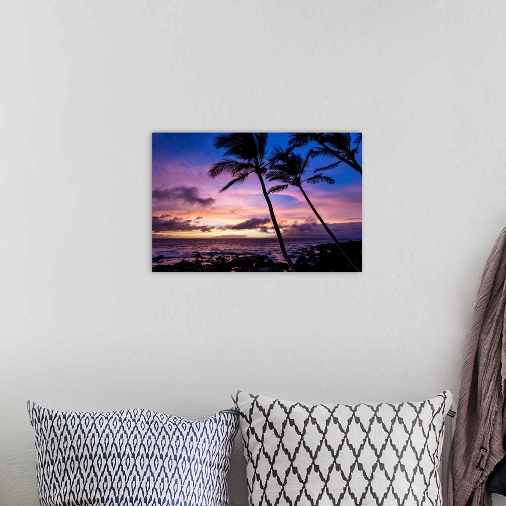A bohemian room featuring Sunset view from Wailea coast; Wailea, Maui, Hawaii, United States of America