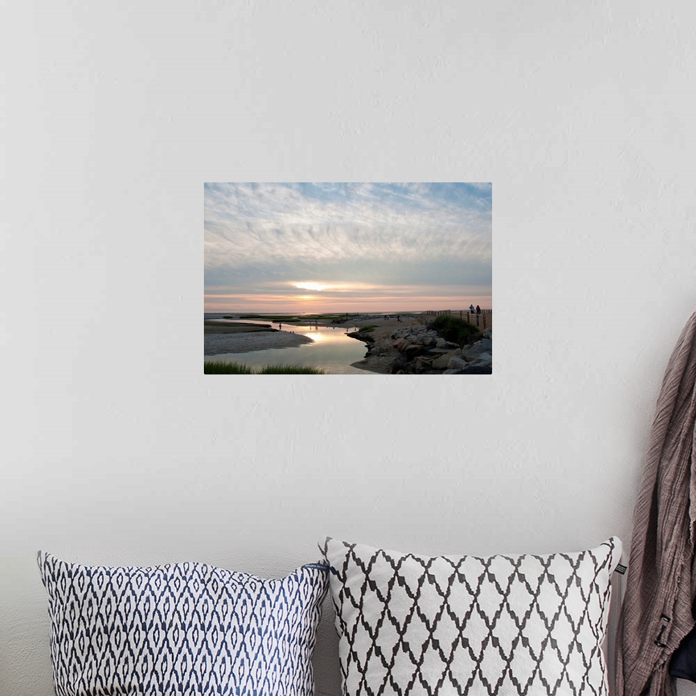 A bohemian room featuring Sunset view of Payne's Creek and ocean on Cape Cod.