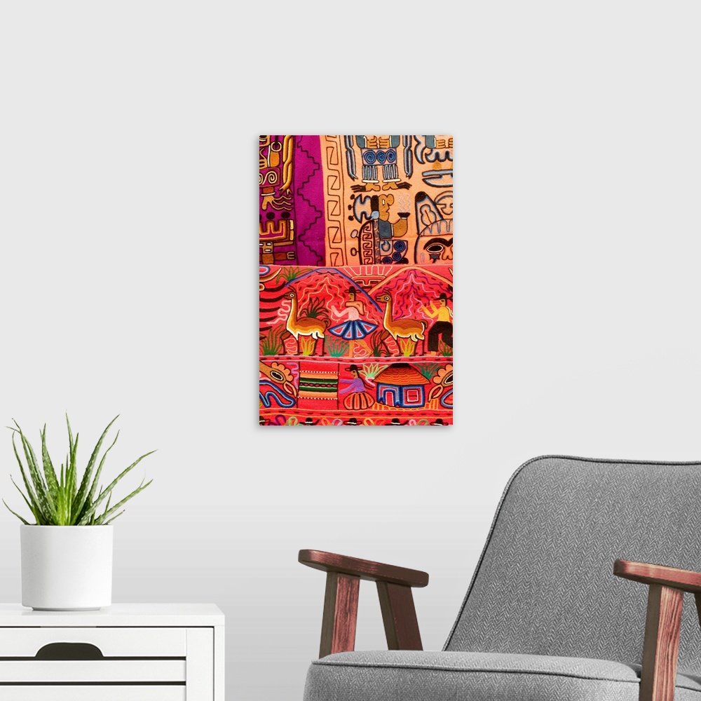 A modern room featuring Textiles With Vibrant Colors For Sale