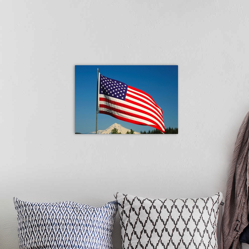 A bohemian room featuring The American Flag
