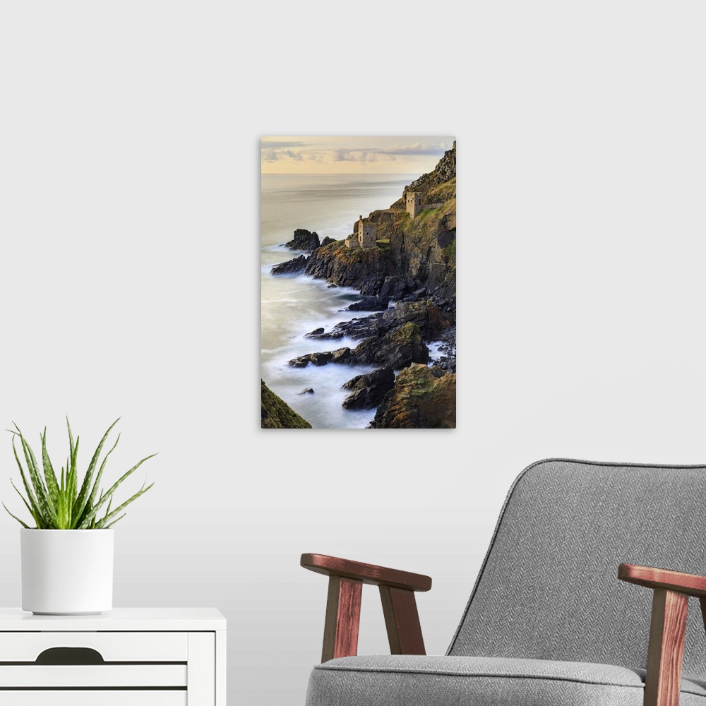 A modern room featuring The Crowns Engine Houses at Botallack in Cornwall.