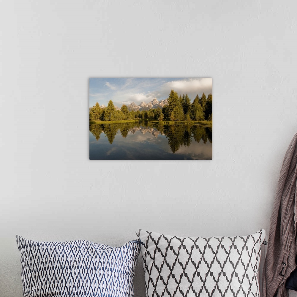 A bohemian room featuring The Grand Tetons reflected in Snake River in Grand Teton National Park Wyoming, United States of ...