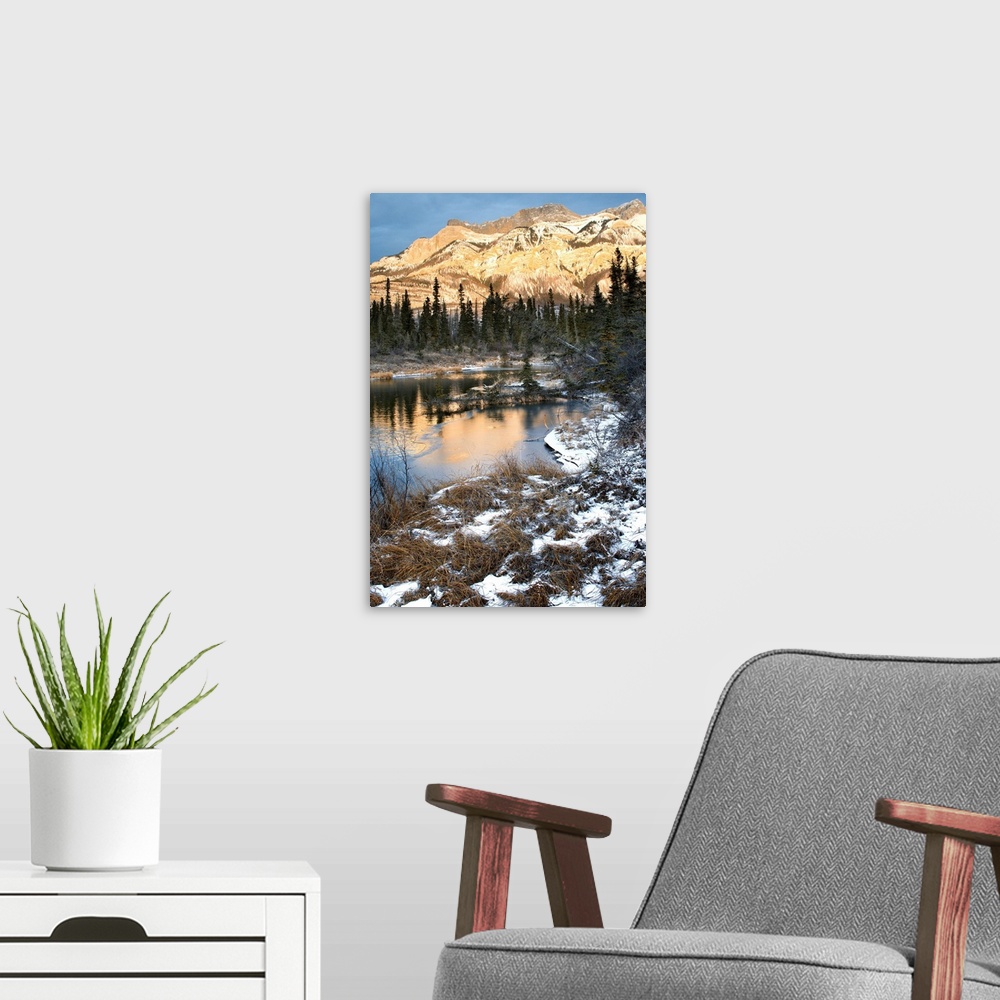 A modern room featuring The Miette Range, Jasper National Park, Alberta, Canada