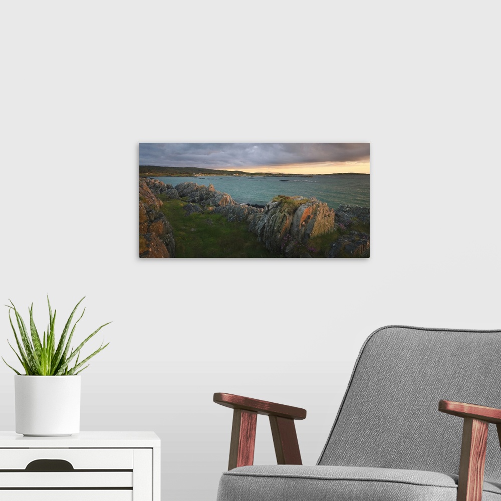 A modern room featuring The rocky foreshore at Arisaig in the evening light.