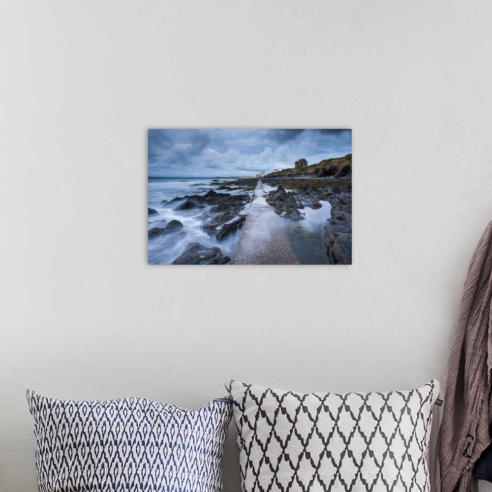 A bohemian room featuring The rocky shore at Westward Ho! on the North Devon coast.
