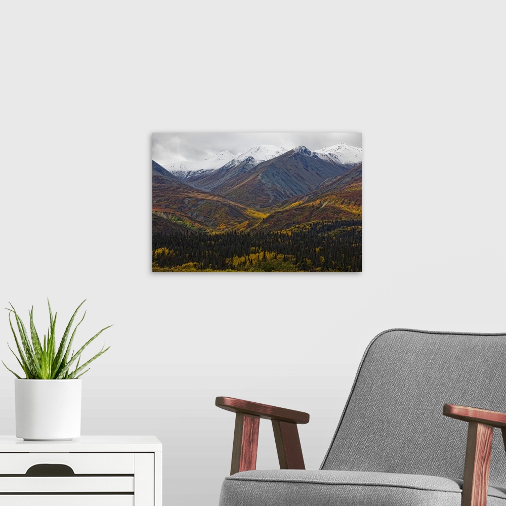 A modern room featuring The Saint Elias Mountains In Autumn Colours Along The Haines Highway, Yukon, Canada