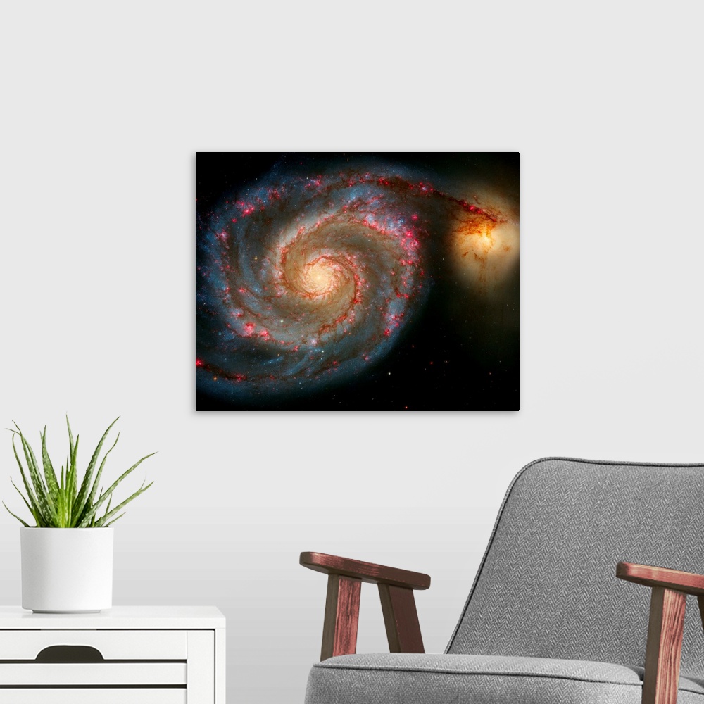 A modern room featuring The Whirlpool Galaxy (M51) And Companion Galaxy