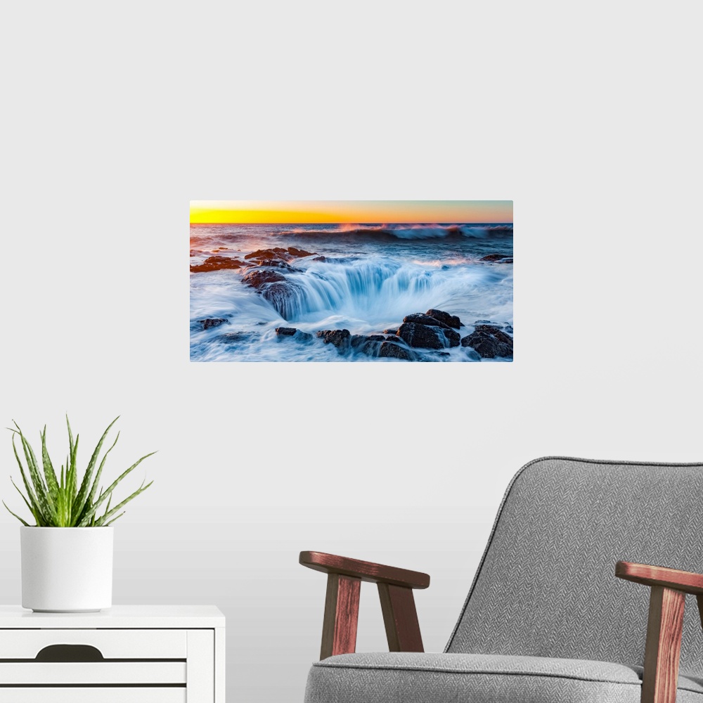 A modern room featuring Thor's well, cape perpetual scenic area, Oregon, united states of America.