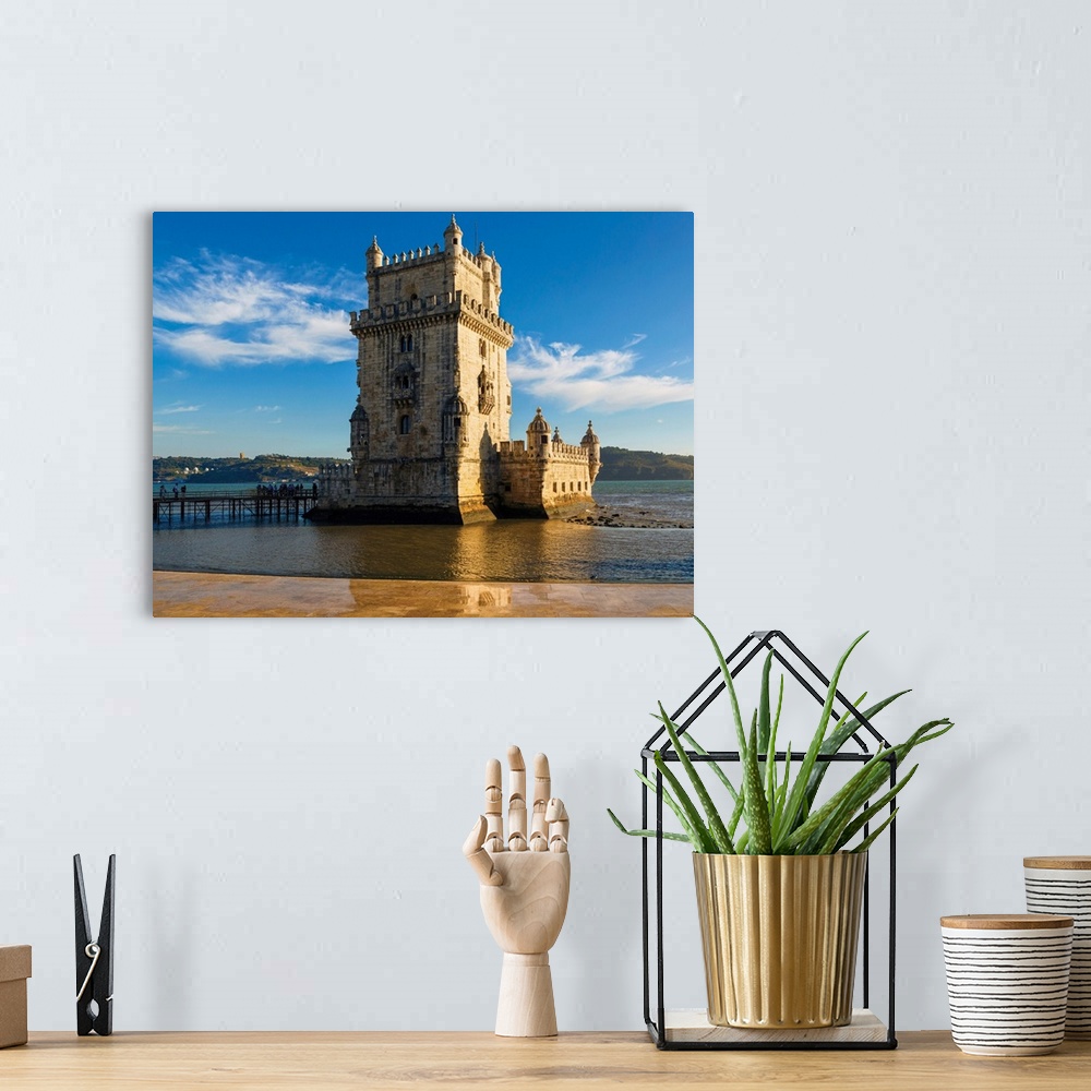 A bohemian room featuring Lisbon, Portugal. The 16th century Torre de Belem or Belem tower. The tower is an important examp...