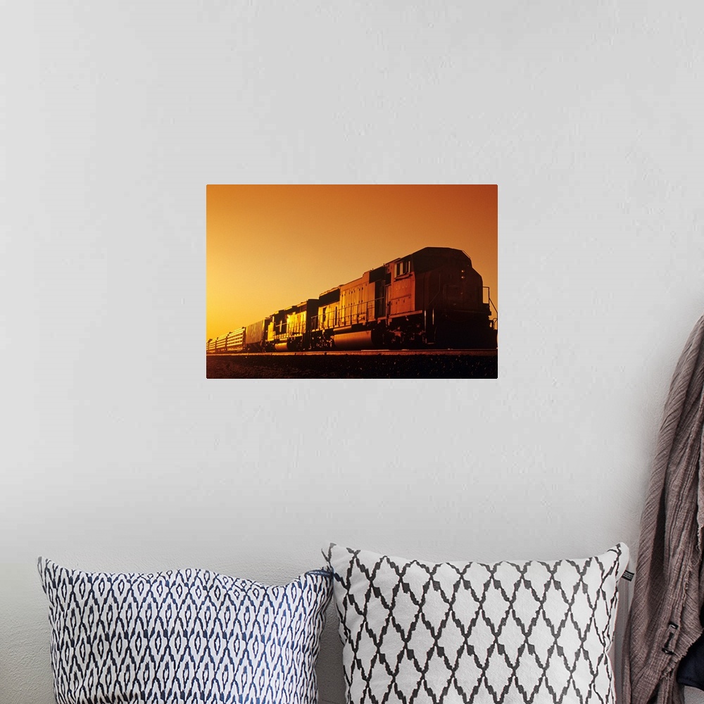 A bohemian room featuring Train At Sunrise, Near Winnipeg, Manitoba, Canada