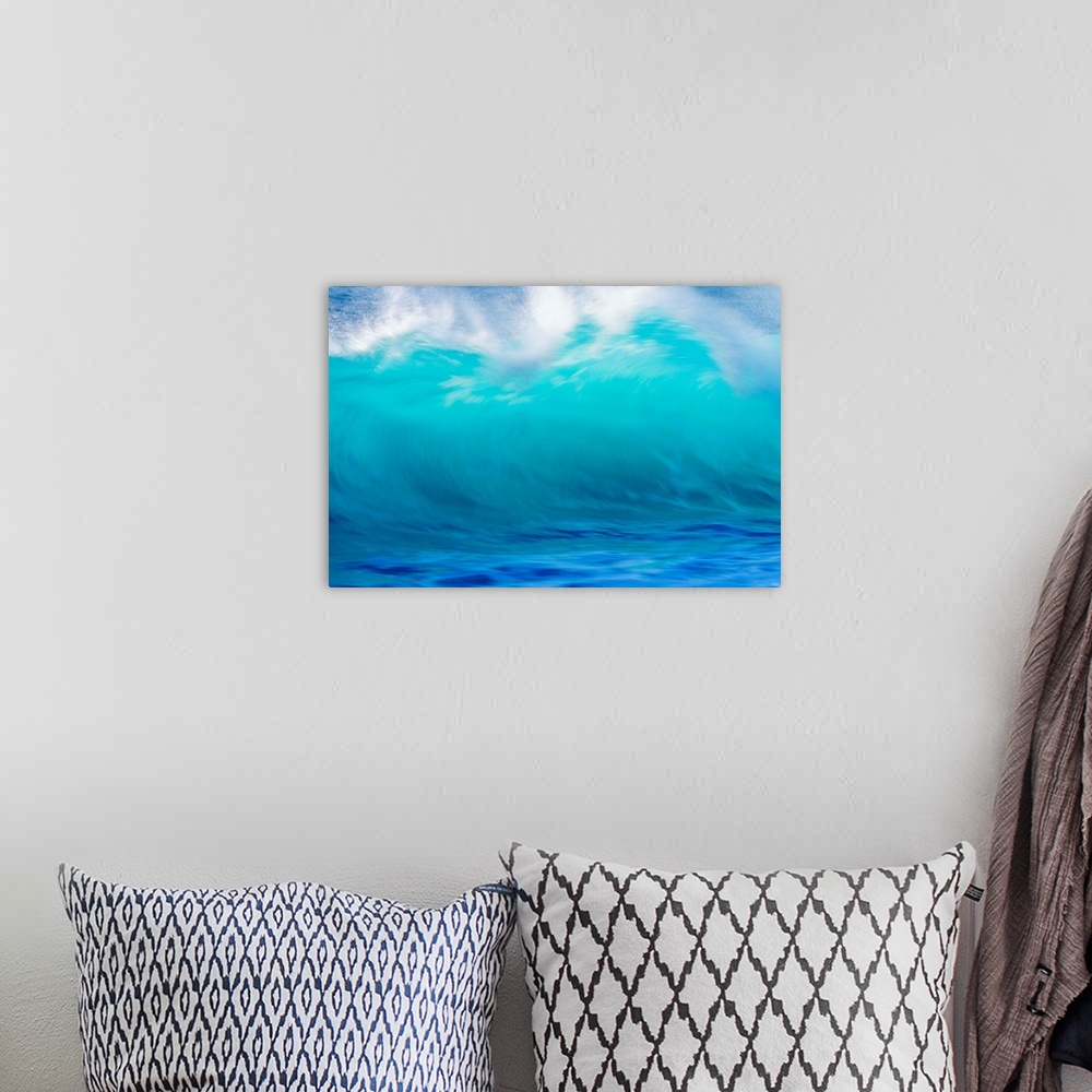A bohemian room featuring Turbulent Turquoise Wave With Windspray, Blurred