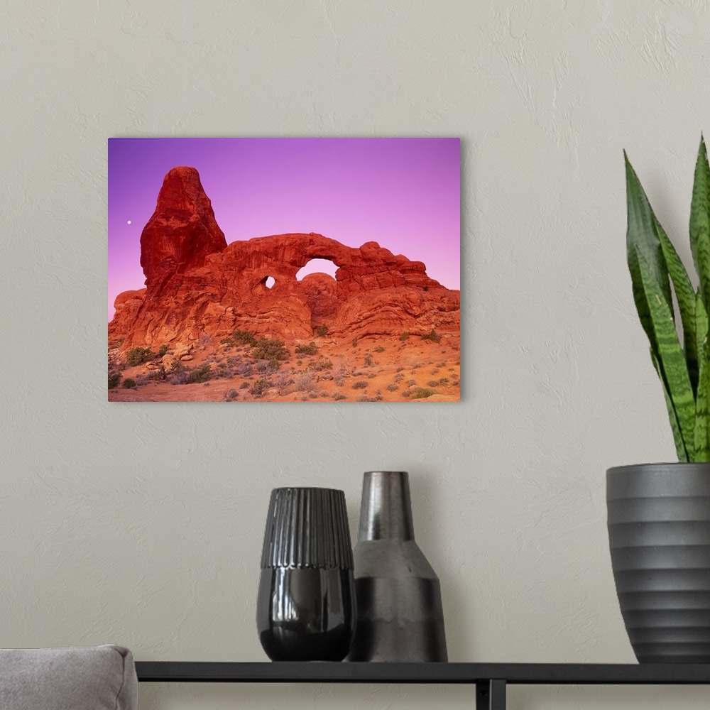 A modern room featuring Turret Arch at Dawn Arches National Park Utah