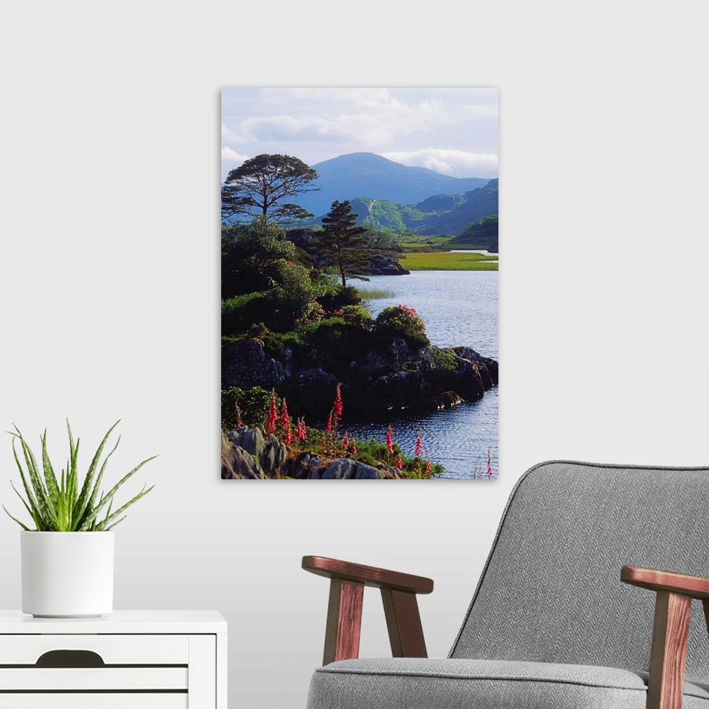 A modern room featuring Upper Lake, Killarney, Co Kerry, Ireland; Lake With Mountain In The Distance