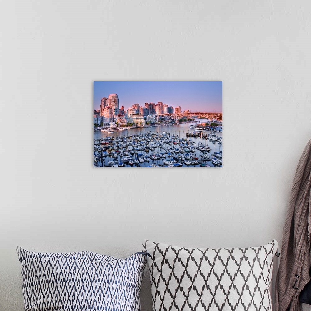A bohemian room featuring Vancouver Downtown And False Creek Marinas, Vancouver, British Columbia, Canada