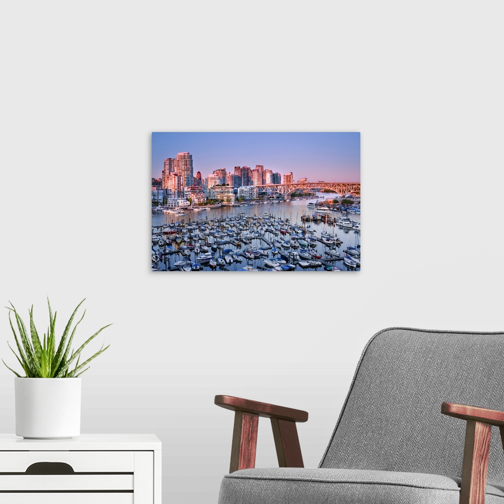 A modern room featuring Vancouver Downtown And False Creek Marinas, Vancouver, British Columbia, Canada
