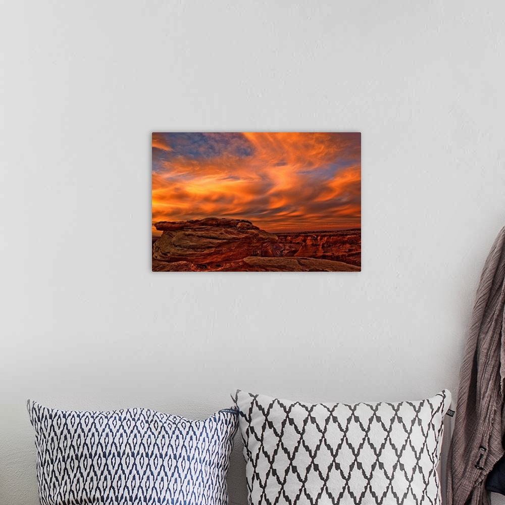 A bohemian room featuring Vibrant Sunset Over The Rim Of Canyon De Chelley, Arizona, USA