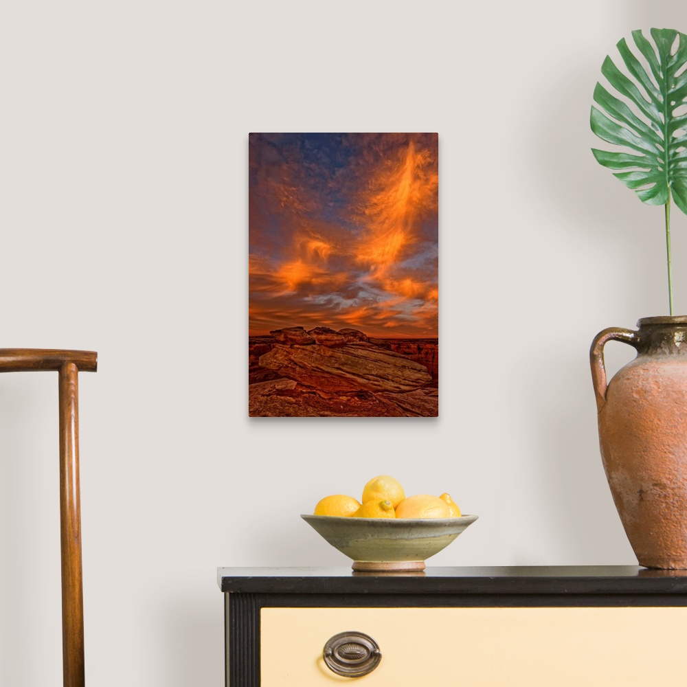 A traditional room featuring Vibrant Sunset Over The Rim Of Canyon De Chelley, Arizona, USA