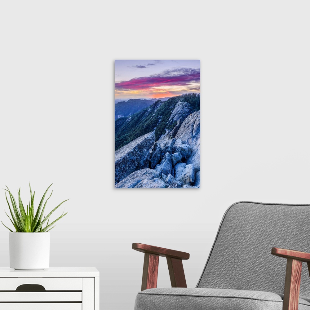 A modern room featuring View from Moro Rock at dusk, Sequoia National Park; California, United States of America