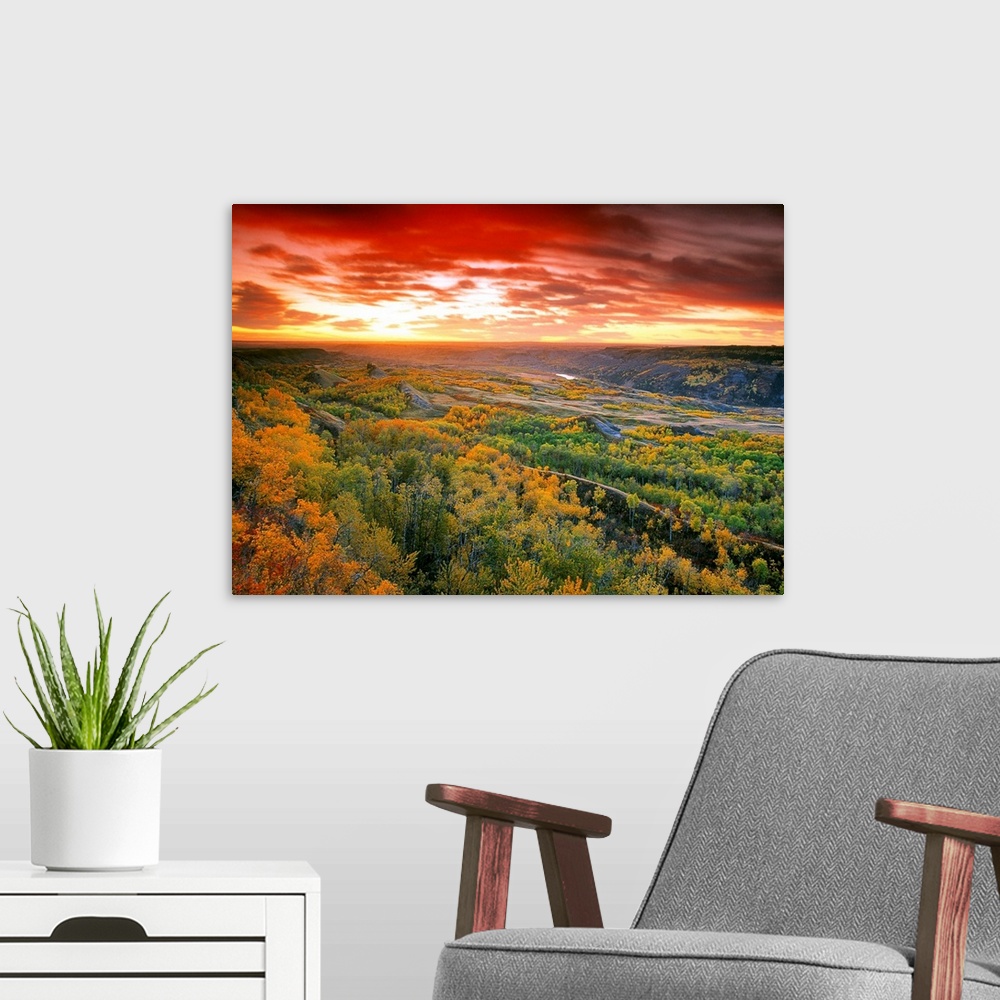 A modern room featuring View Of Dry Island, Buffalo Jump National Park, Alberta, Canada