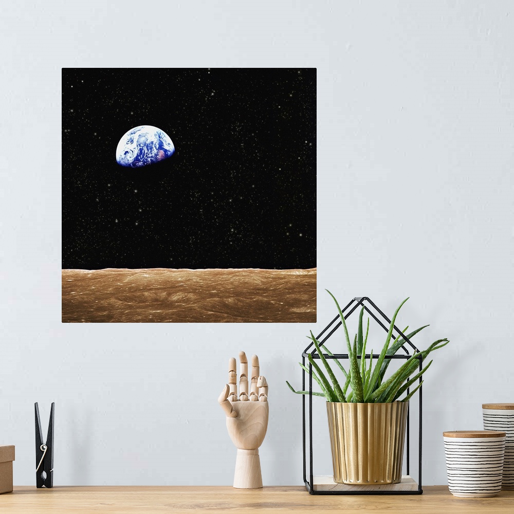 A bohemian room featuring View Of Earth From The Moon's Surface