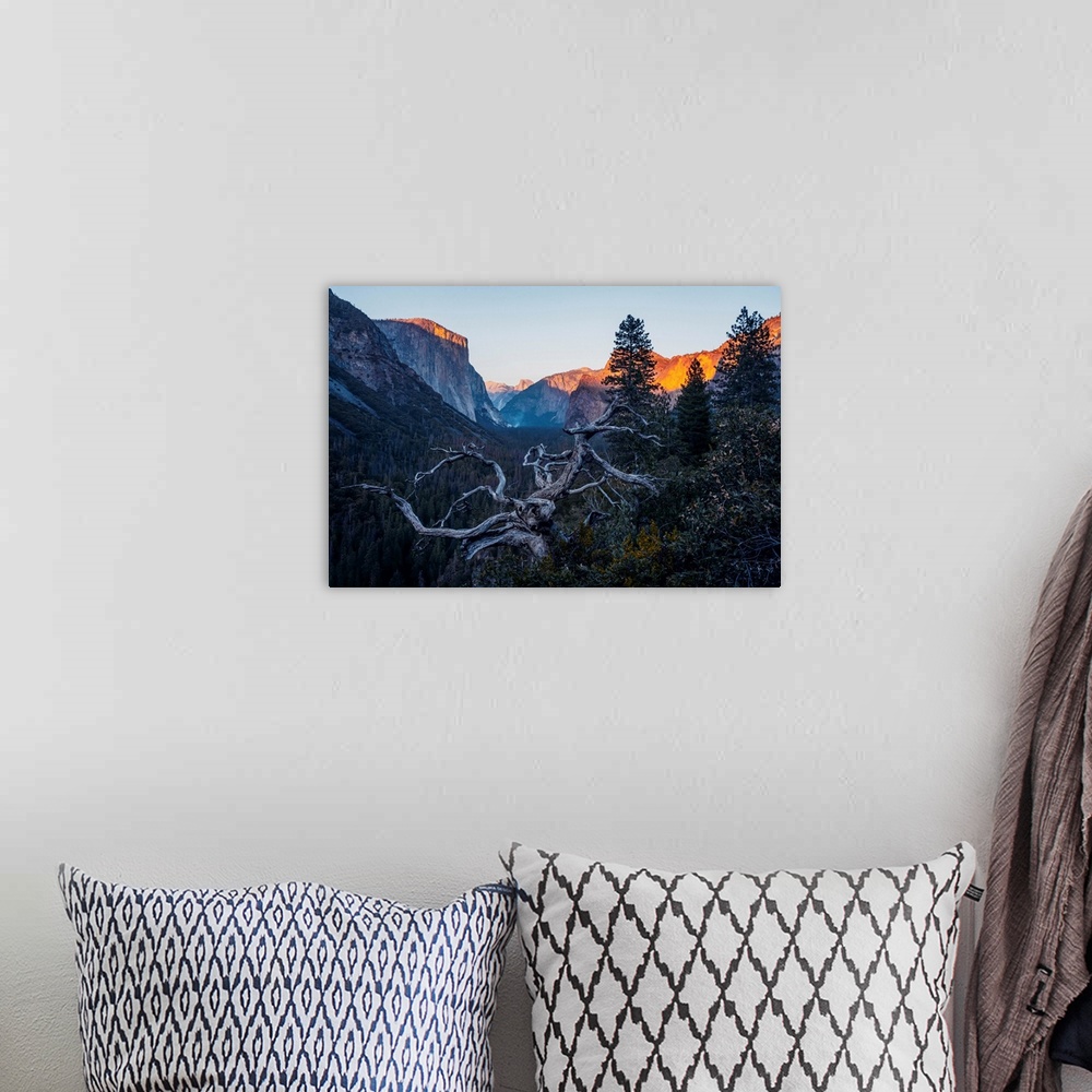 A bohemian room featuring View of El Capitan and Half Dome at sunset in Yosemite National Park, California, United States o...