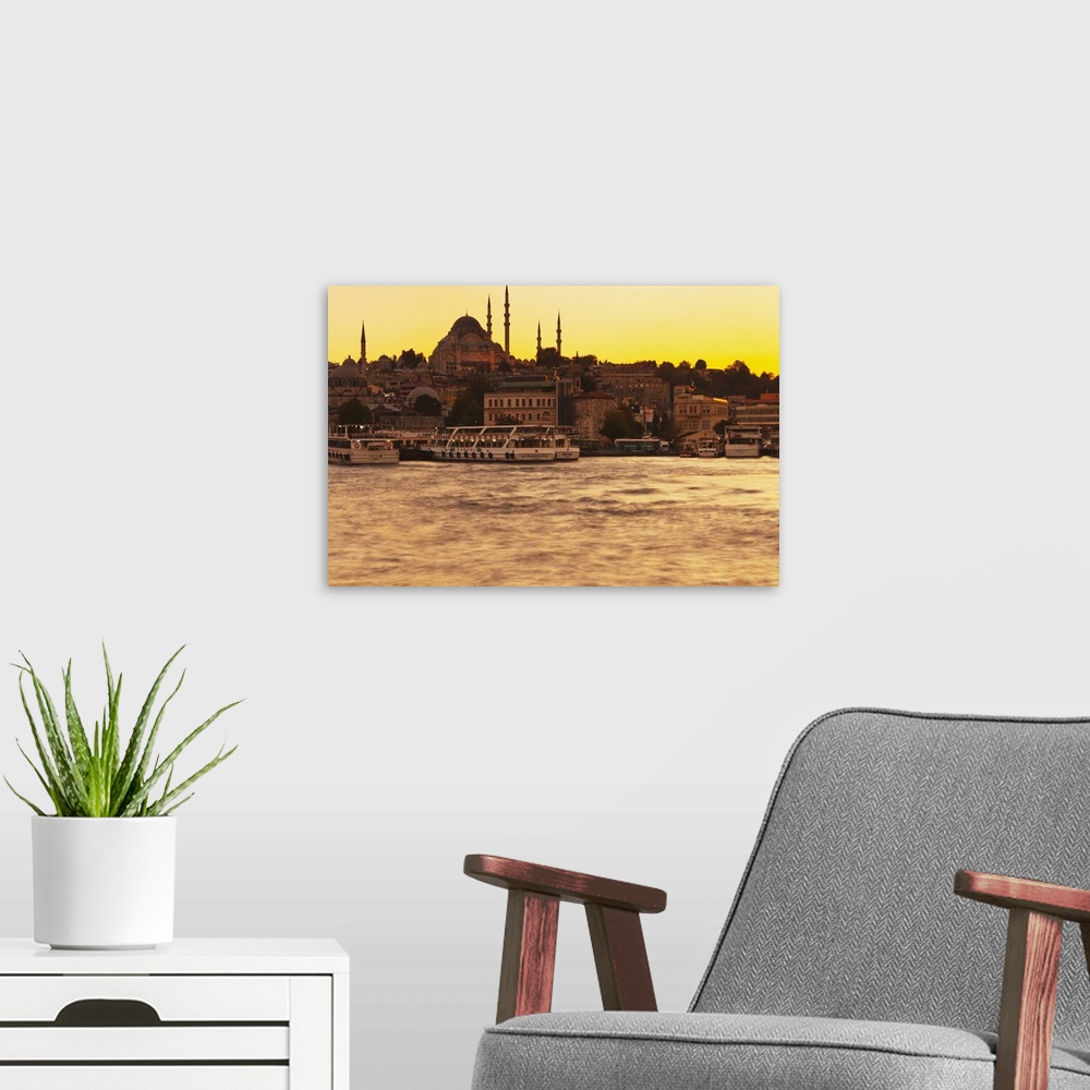 A modern room featuring View of Istanbul at sunset, Istanbul, Turkey