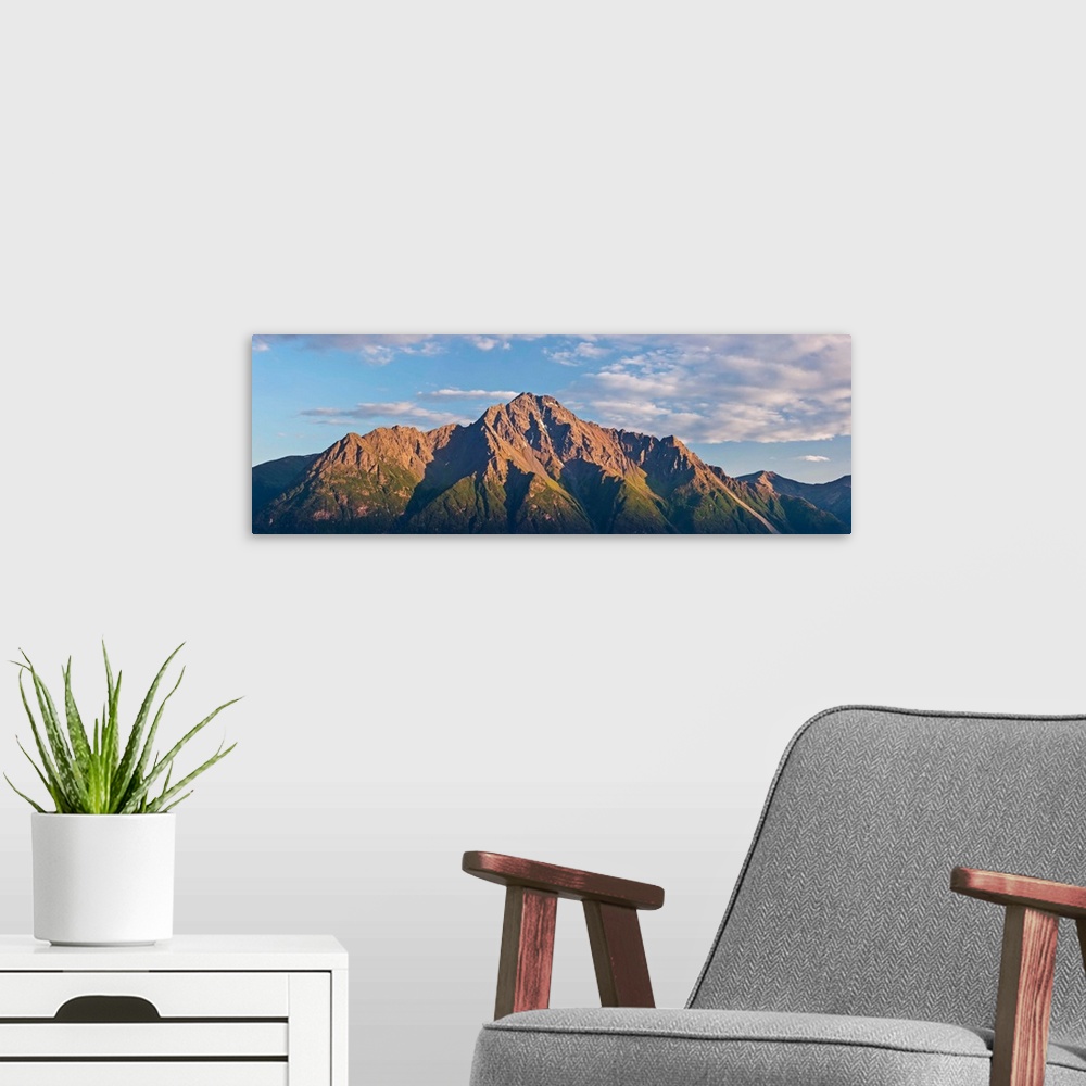 A modern room featuring View of Pioneer Peak from the top of the Butte at sunset, South-central Alaska; Palmer, Alaska, U...