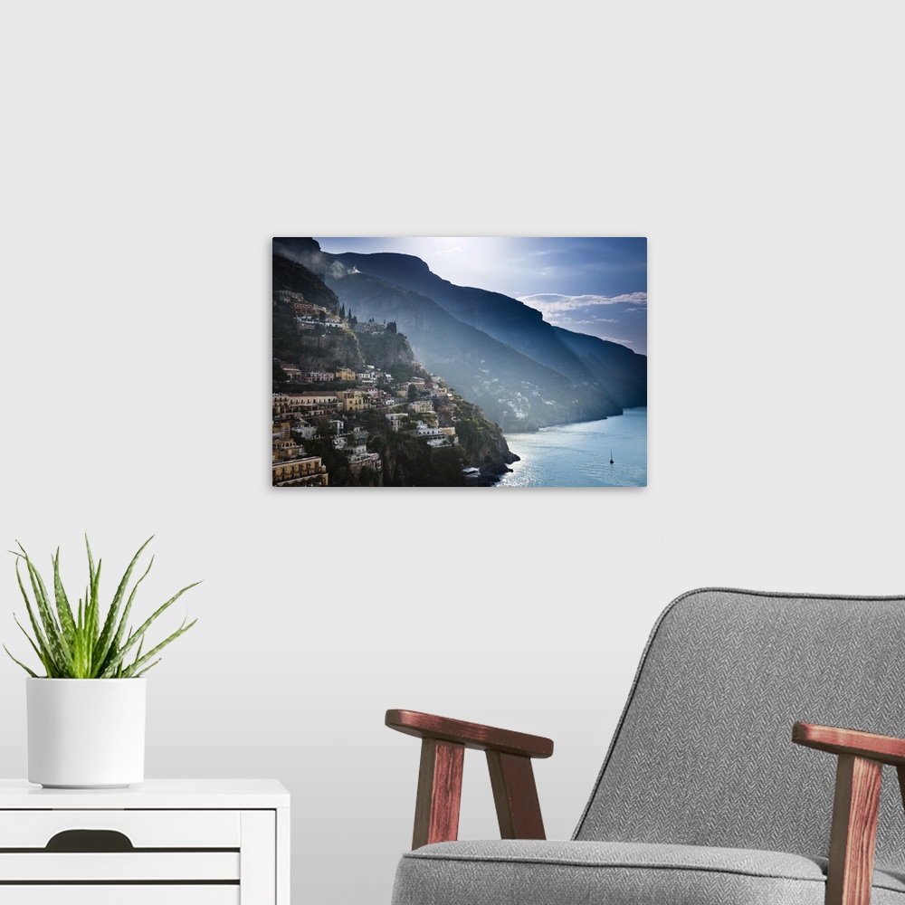 A modern room featuring View of Positano on Amalfi Coast, Campania, Italy