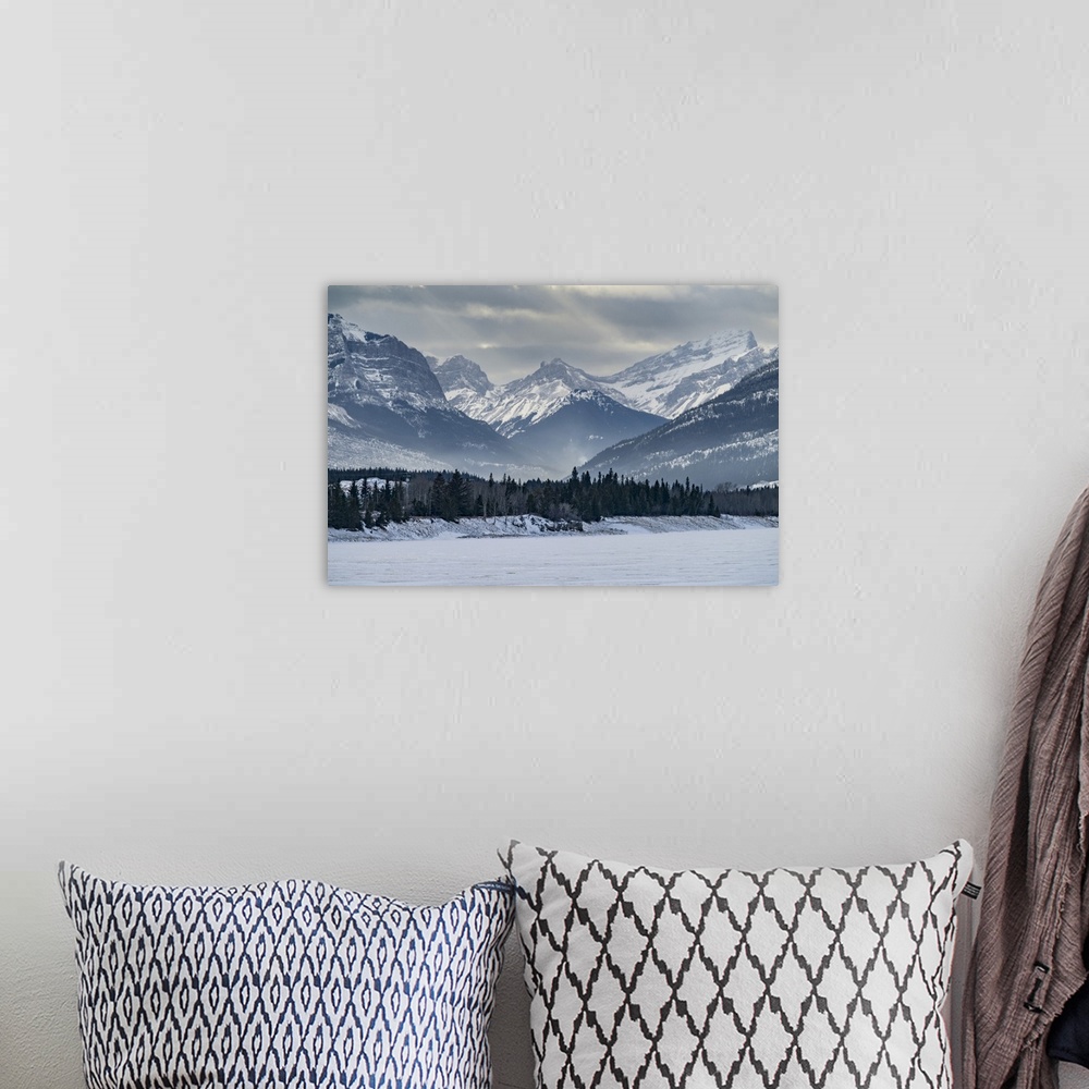 A bohemian room featuring View of Rocky Mountains outside of Banff national park. Alberta, Canada.