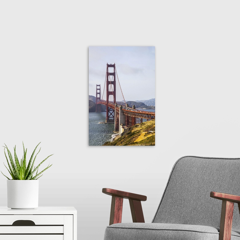 A modern room featuring View Of The Golden Gate Bridge From Fort Point, San Francisco, California