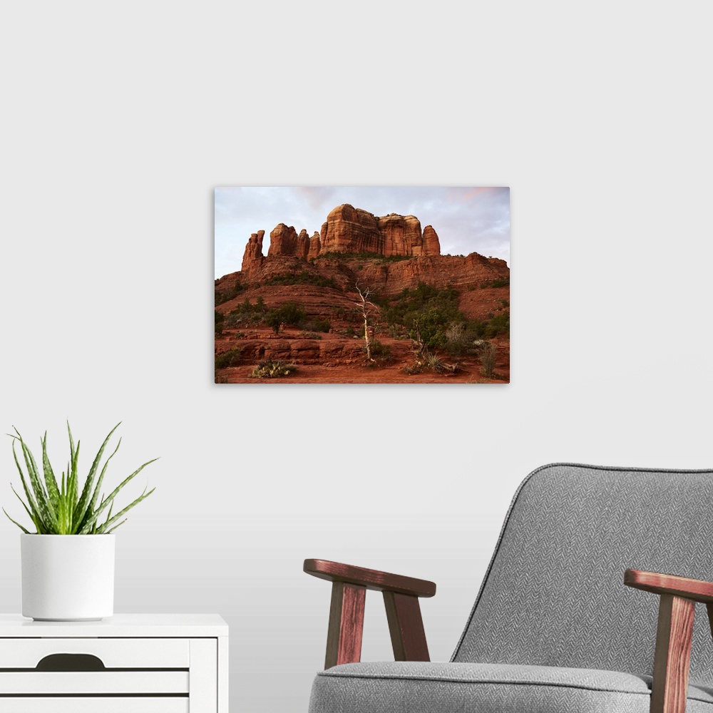 A modern room featuring View of towering sandstone butte; Sedona, Arizona, United States of America