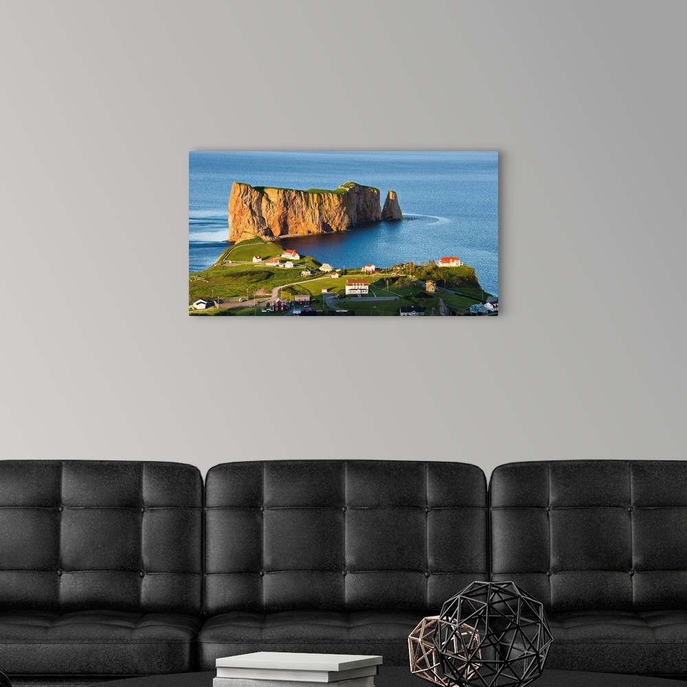 A modern room featuring Village And Perce Rock At Sunset, Perce, Gaspesie, Quebec, Canada