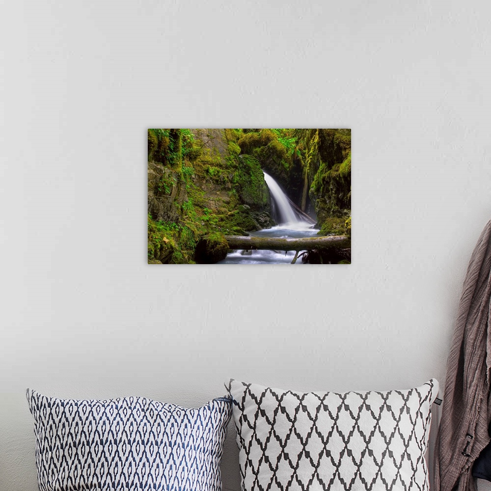 A bohemian room featuring Virgin Creek Falls near Girdwood, Alaska, HDR image