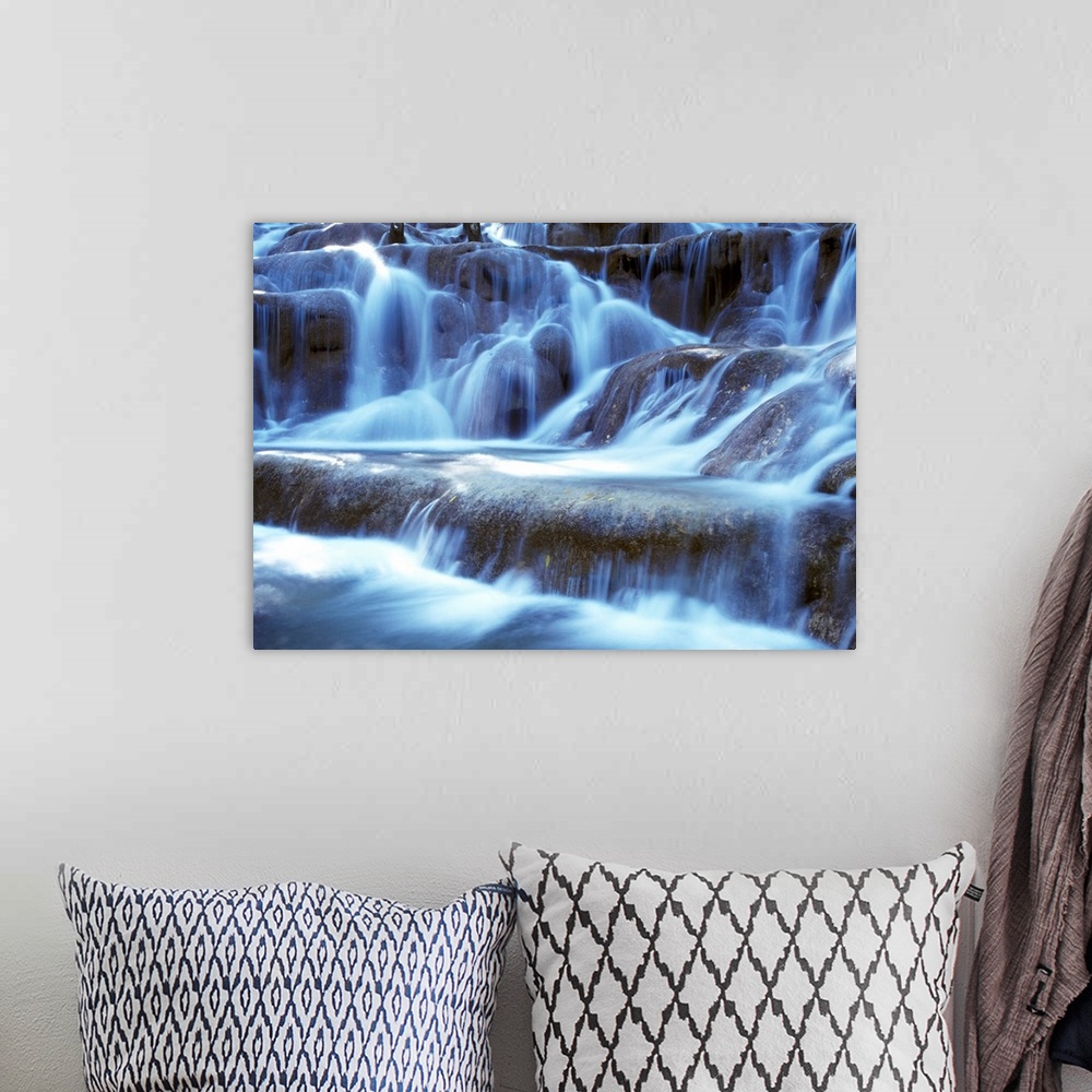 A bohemian room featuring Water And Rock At Dunns River Falls, Close Up