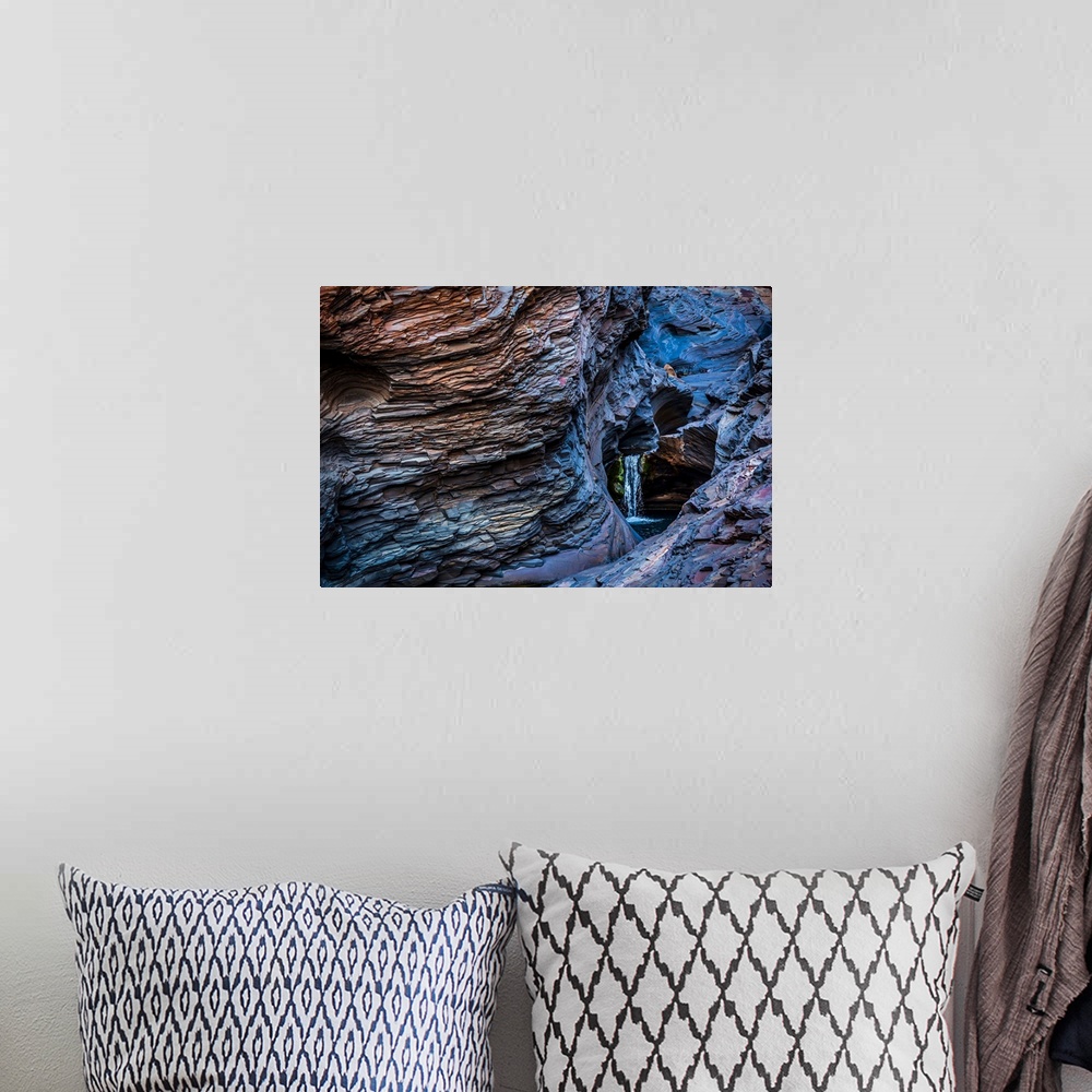 A bohemian room featuring Waterfall and Blue Rock, Hamersley Gorge, The Pilbara, Western Australia, Australia