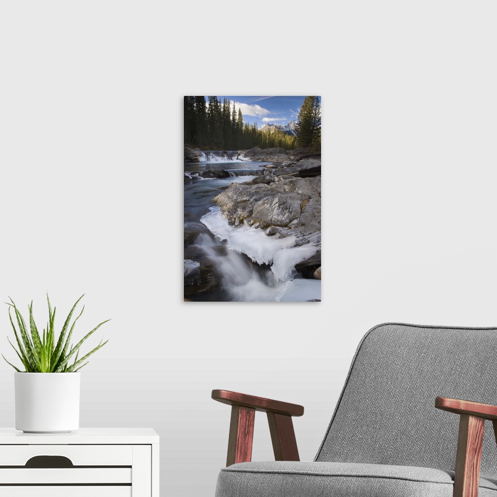 A modern room featuring Waterfall On Sheep River, Kananaskis, Alberta, Canada