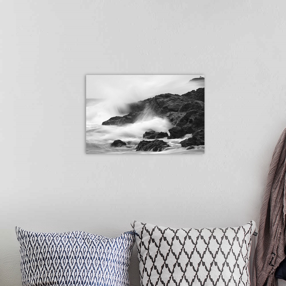 A bohemian room featuring Waves On Rocky Shoreline, Long Beach, British Columbia, Canada