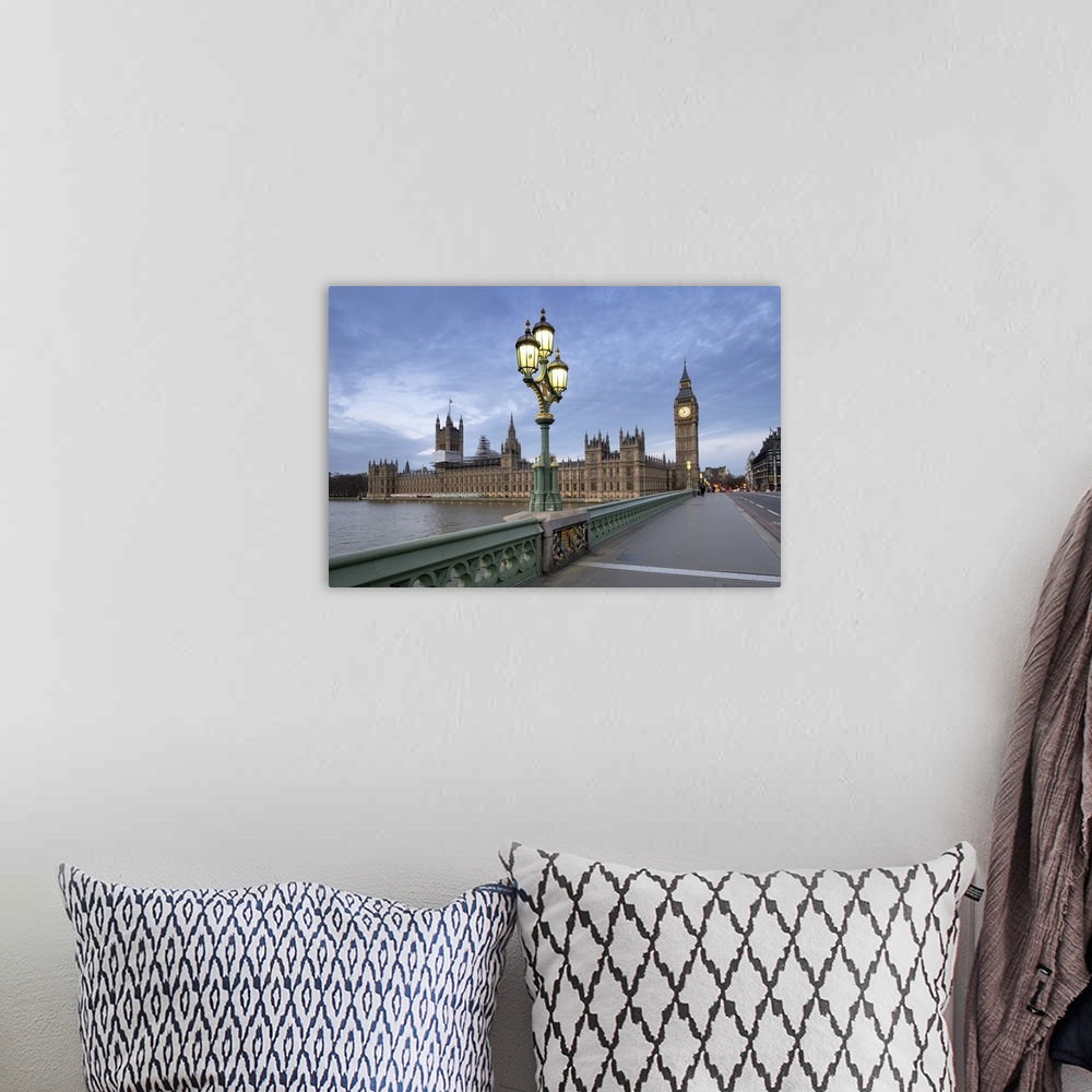 A bohemian room featuring Westminster Bridge looking towards Big Ben and the Houses of Parliament.