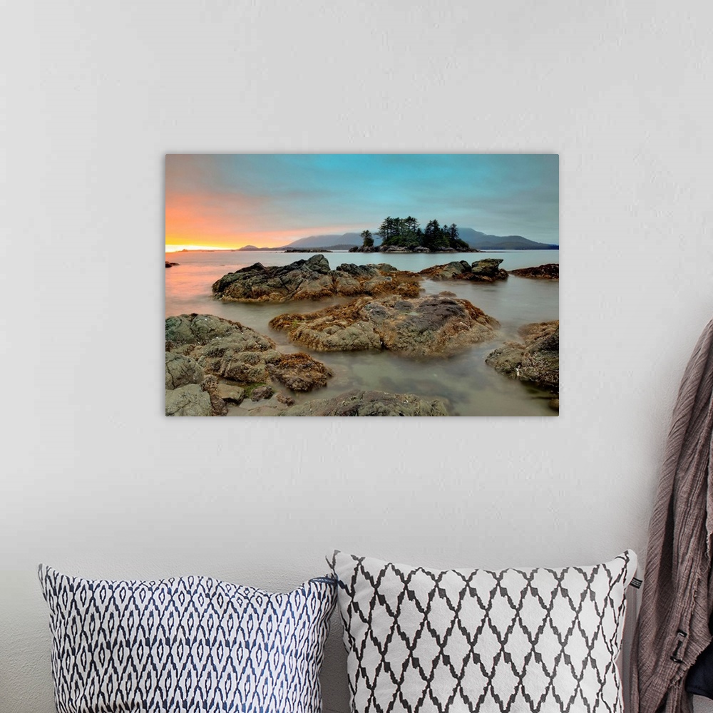 A bohemian room featuring Whaler Islet With View Towards Flores Island, Vancouver Island, British Columbia, Canada