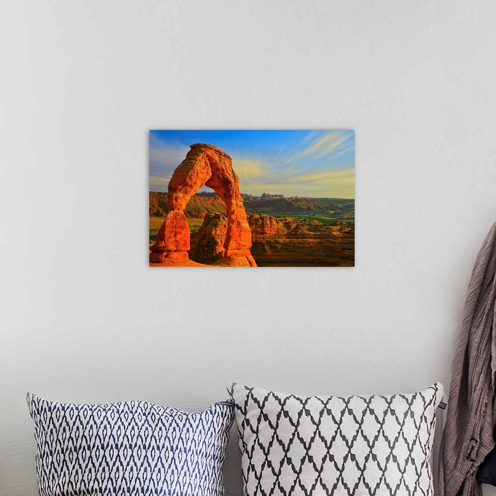 A bohemian room featuring Whispy Clouds Over Delicate Arch, Arches National Park, Moab, Utah