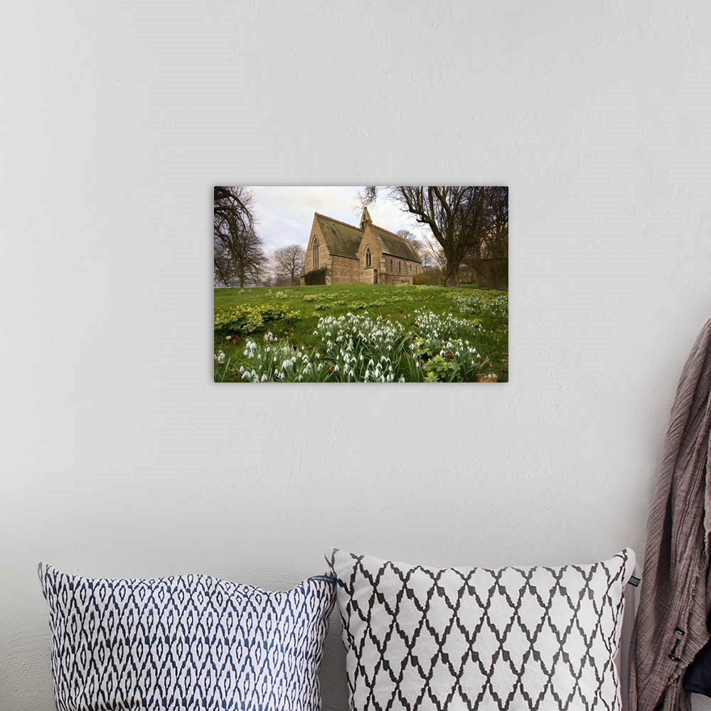 A bohemian room featuring White Flowers With A Small Church In Background, Northumberland, England