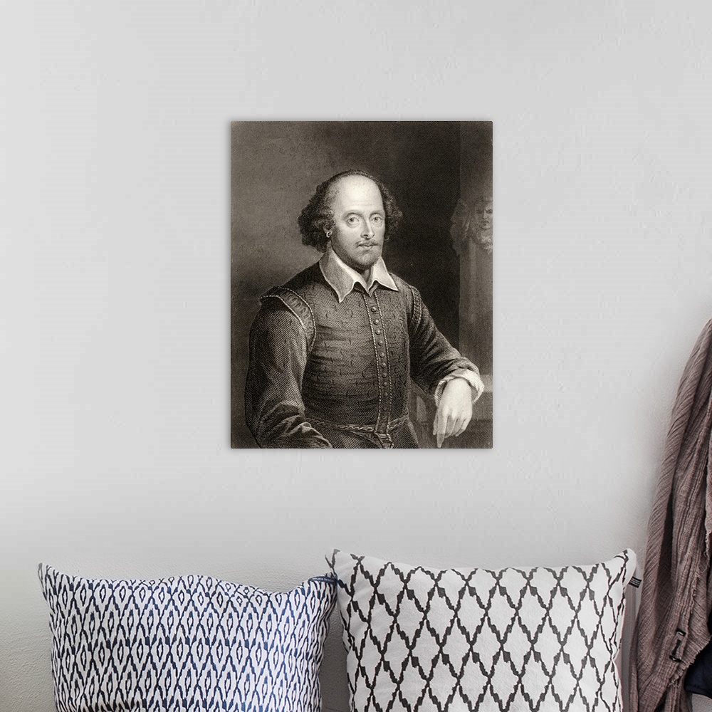 A bohemian room featuring William Shakespeare, 1564-1616. English Poet And Dramatist. Engraved By William Holl.