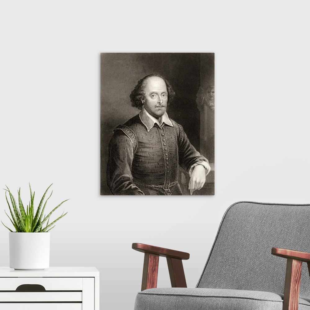 A modern room featuring William Shakespeare, 1564-1616. English Poet And Dramatist. Engraved By William Holl.