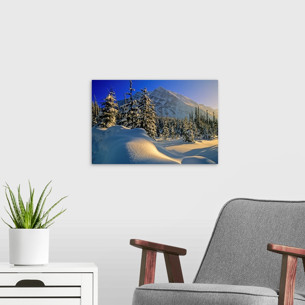 A modern room featuring Winter Scene, Boom Lake, Banff National Park, Alberta, Canada