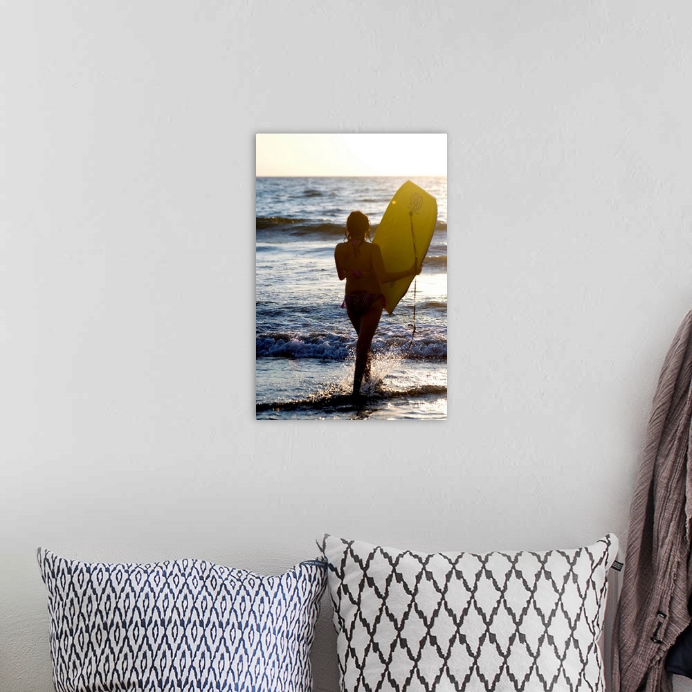 A bohemian room featuring Woman On Beach Carrying Bodyboard, Puerto Vallarta, Mexico