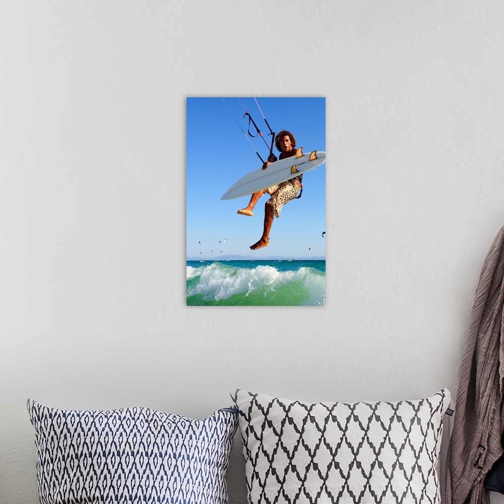 A bohemian room featuring Young Man Kite Surfing, Costa De La Luz, Andalusia, Spain