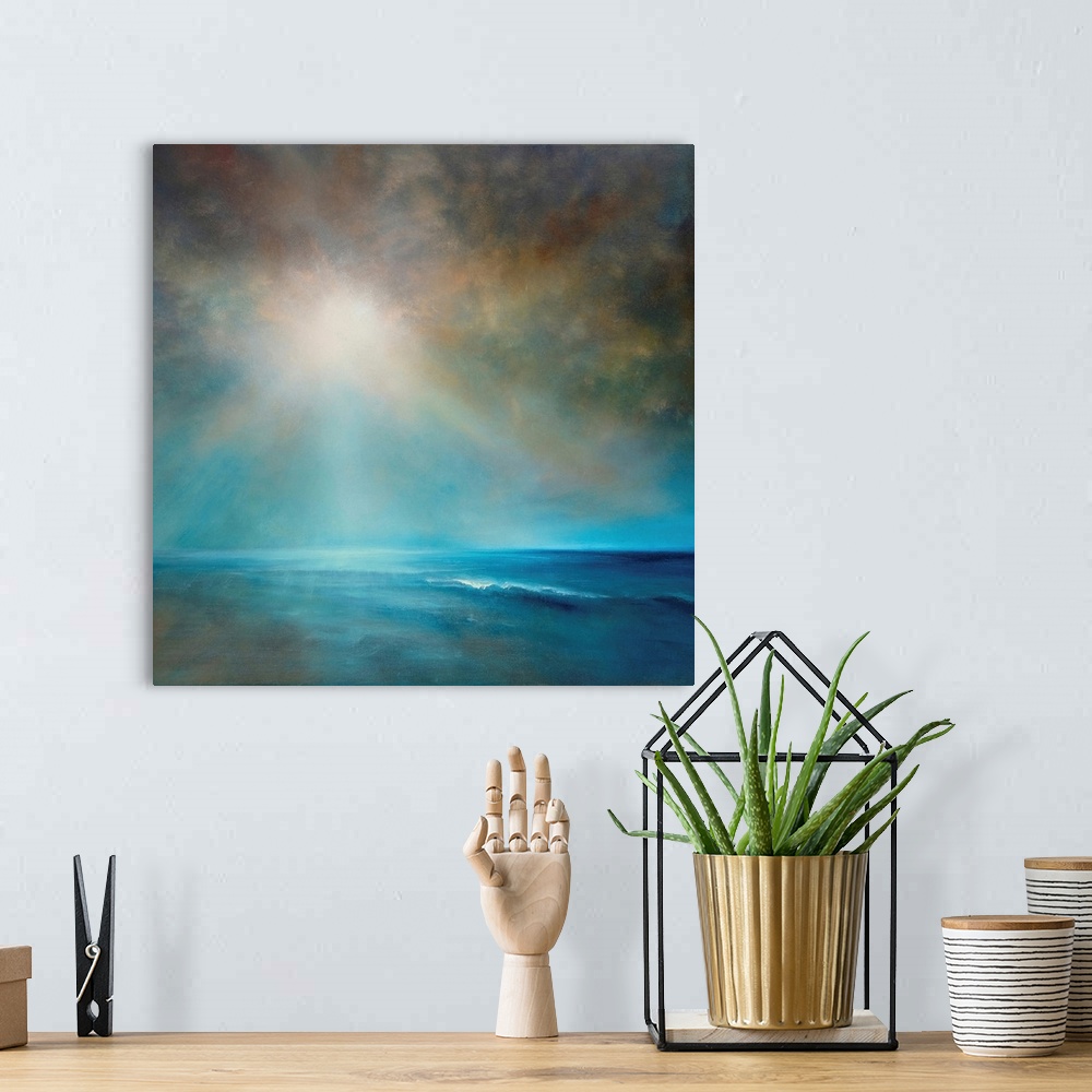 A bohemian room featuring Power And Silence - The Sun Behind Dark Clouds Over The Blue Sea
