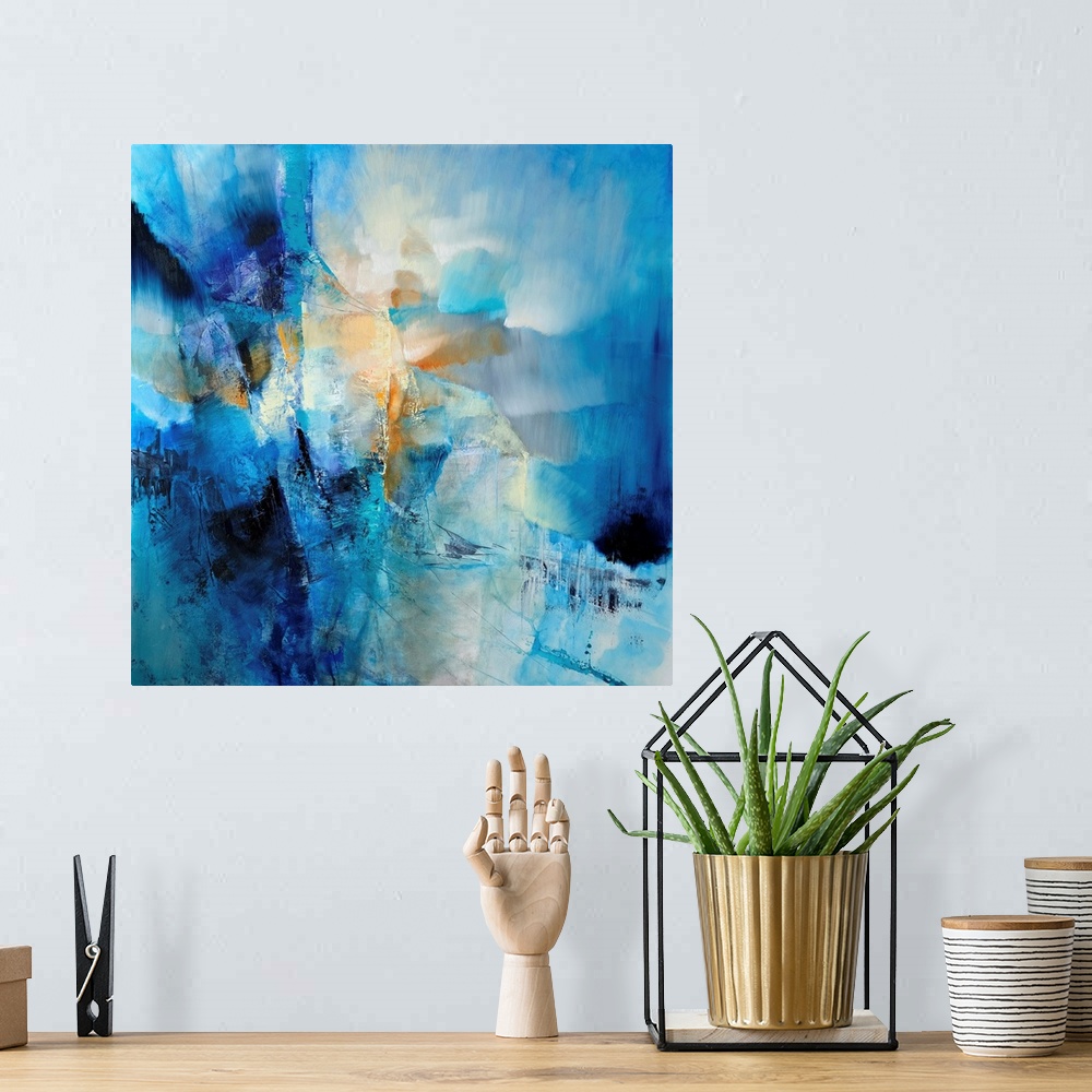 A bohemian room featuring Spring Is Knocking (Composition In Blue And Orange)