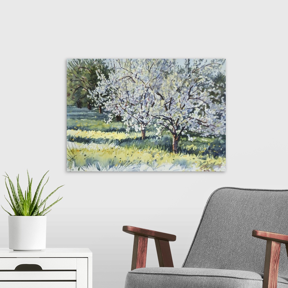 A modern room featuring Apple Orchard in Spring